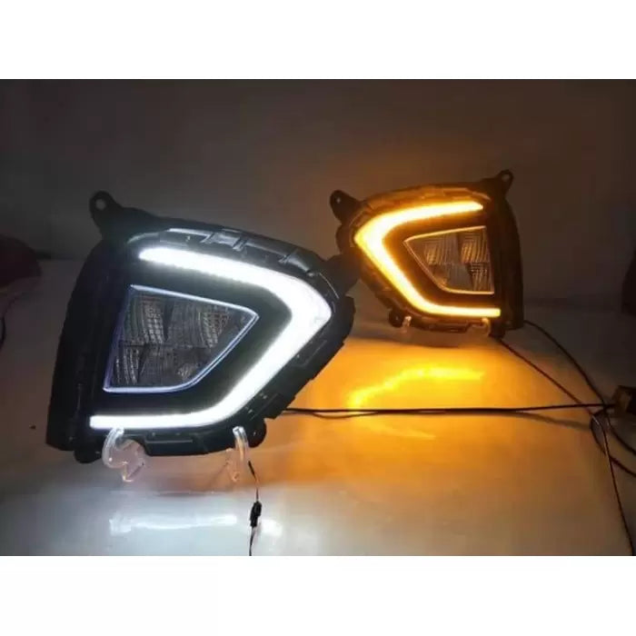 Hyundai Creta Facelift 2018-2020 Front LED DRL Day Time Running Light With Matrix Turn Signal And Lens Fog Lamp (Set of 2Pcs.)

by Imported