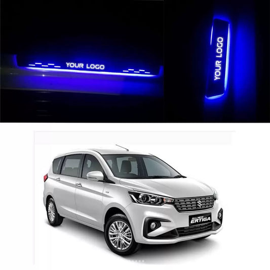 Maruti Suzuki New Ertiga 2018 Door Foot LED Mirror Finish Black Glossy Scuff Sill Plate Guards - 4 Pieces

by Imported