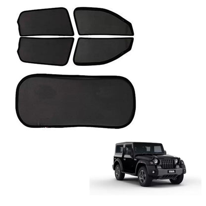 Mahindra New Thar 2020 Onward Zipper Magnetic Window Sun Shades Set Of 5