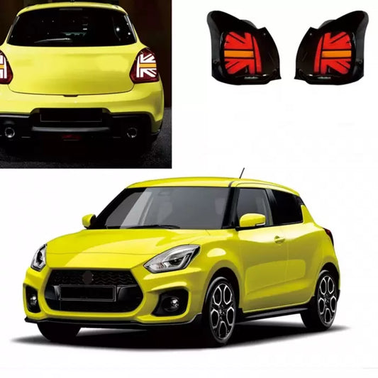 Maruti Suzuki Swift 2018 Onwards Union Jack (Mini Cooper Style) Modified LED Tail lights - Set of 2 Pcs.

by Imported