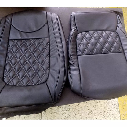 MG Hector Plus PU Leatherate Luxury Car Seat Cover With Pillow and Neck Rest All Black With Bucket Fitting Seat Cover