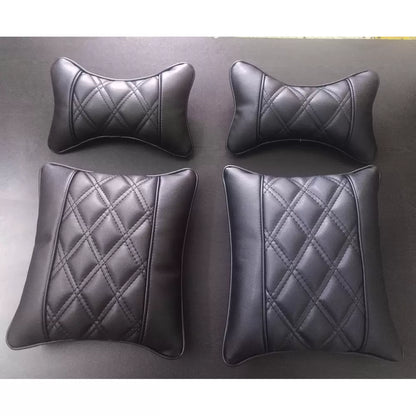 Renault Duster PU Leatherate Luxury Car Seat Cover With Pillow and Neck Rest All Black With Bucket Fitting Seat Cover