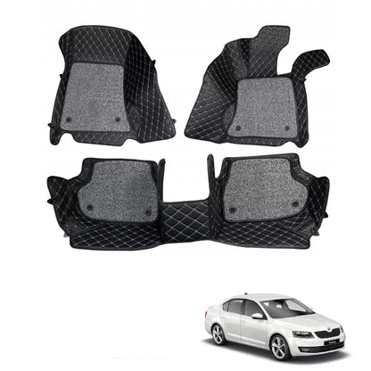 Skoda Octavia 2014 - 2019 Premium Diamond Pattern 7D Car Floor Mats (Set of 3, Black)