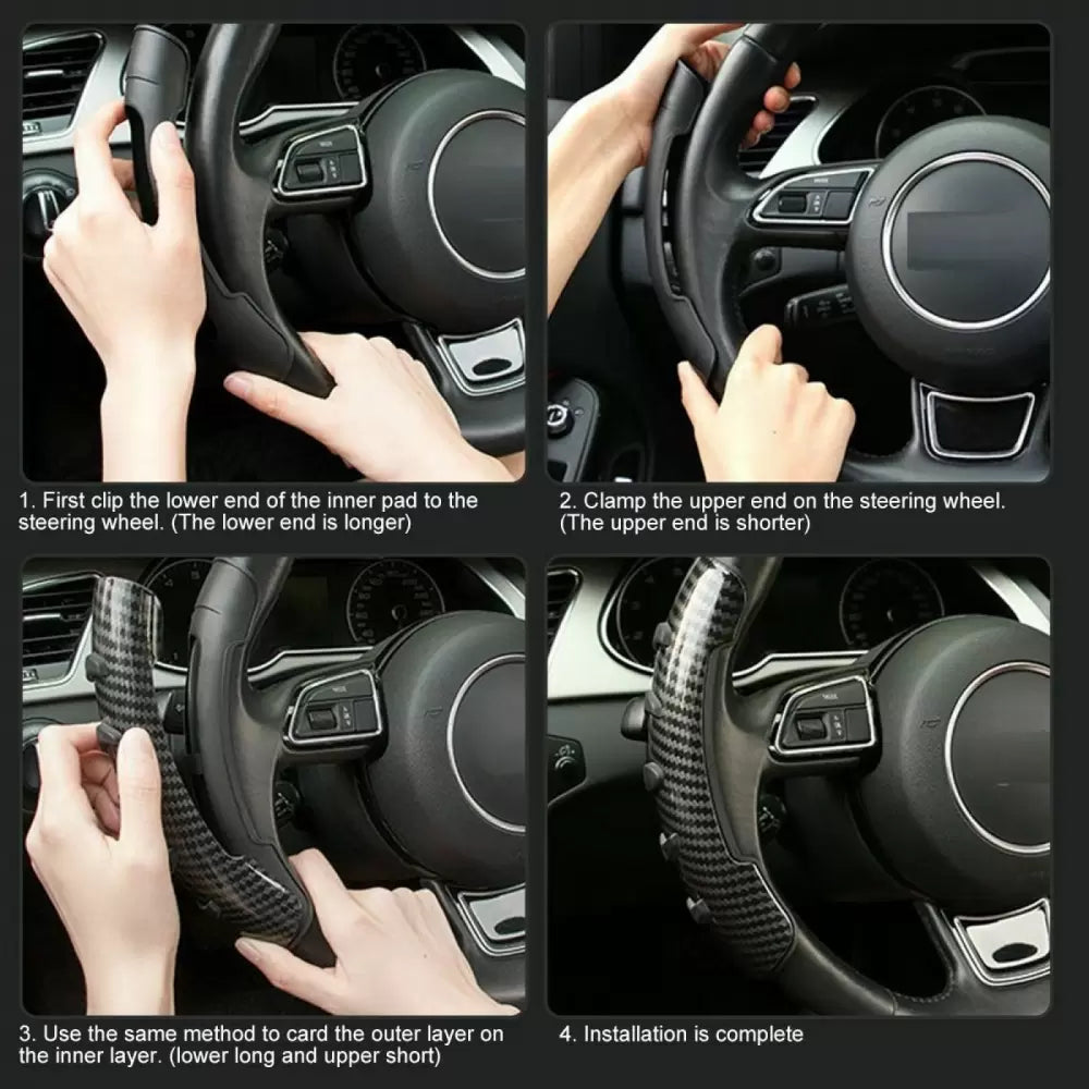 Steering Wheel Anti-skid Sleeve Cover For All Car in Carbon Graphite Texture

by Imported