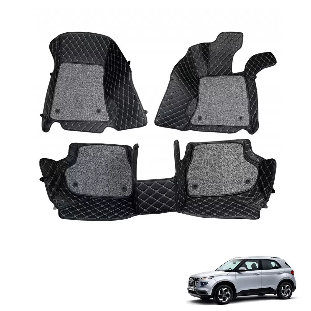 Tata Altroz Premium Diamond Pattern 7D Car Floor Mats (Set of 3, Black)