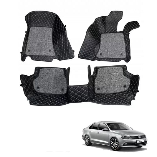 Volkswagen Jetta Premium Diamond Pattern 7D Car Floor Mats (Set of 3, Black)